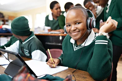 Girl with headphones